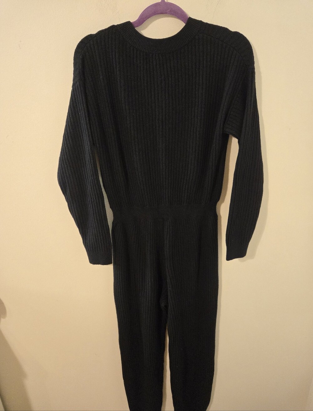 GAP CashSoft Rib Sweater Jumpsuit True Black Gold Buttons - Picture 8 of 8